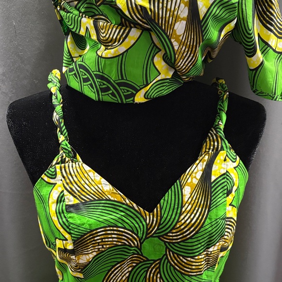 African Print Maxi Dress with Head wrap Size Medium - Picture 4 of 8